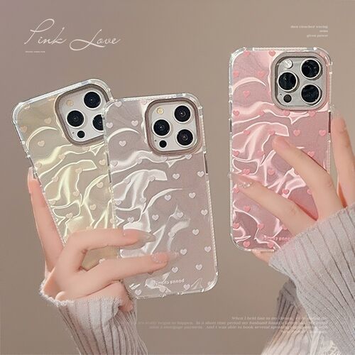 适用简约ins爱心iPhone15苹果16手机壳14pro max清新12硬13水波纹