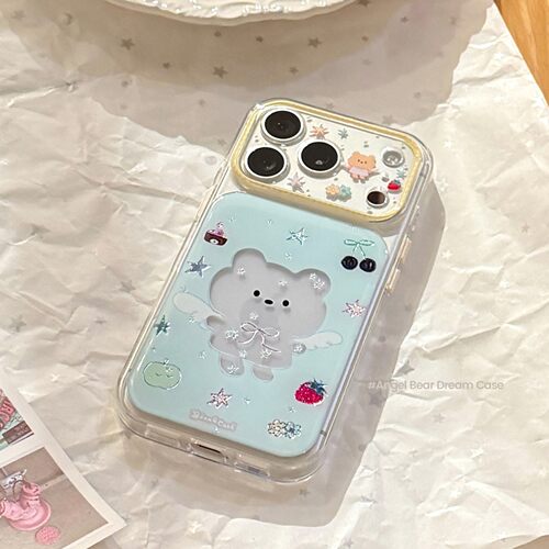 适用可爱蓝色小熊苹果17promax手机壳iphone16透明14童趣全包1517
