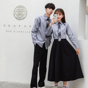 出租学生制服JK学院风灰色长袖长裙套装班服校服运动会毕业季拍照