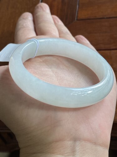 【云南小月城】（已售）圈口捡漏缅甸天然A货翡翠糯冰种手镯白