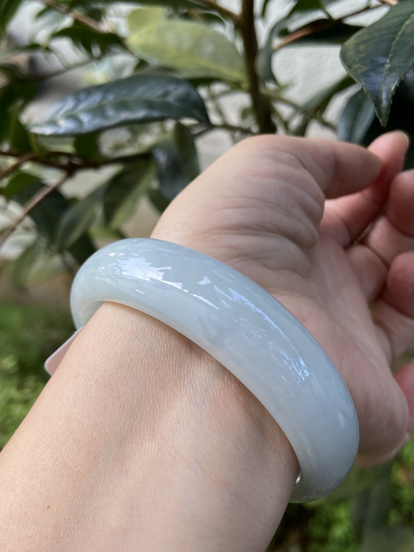 【小月城】天然A货缅甸翡翠手镯宽厚59大圈细腻完美国检证书002