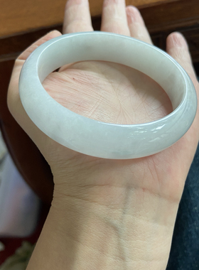 【小月城】天然缅甸正品A货翡翠糯冰种手镯宽厚大圈59.4证书008