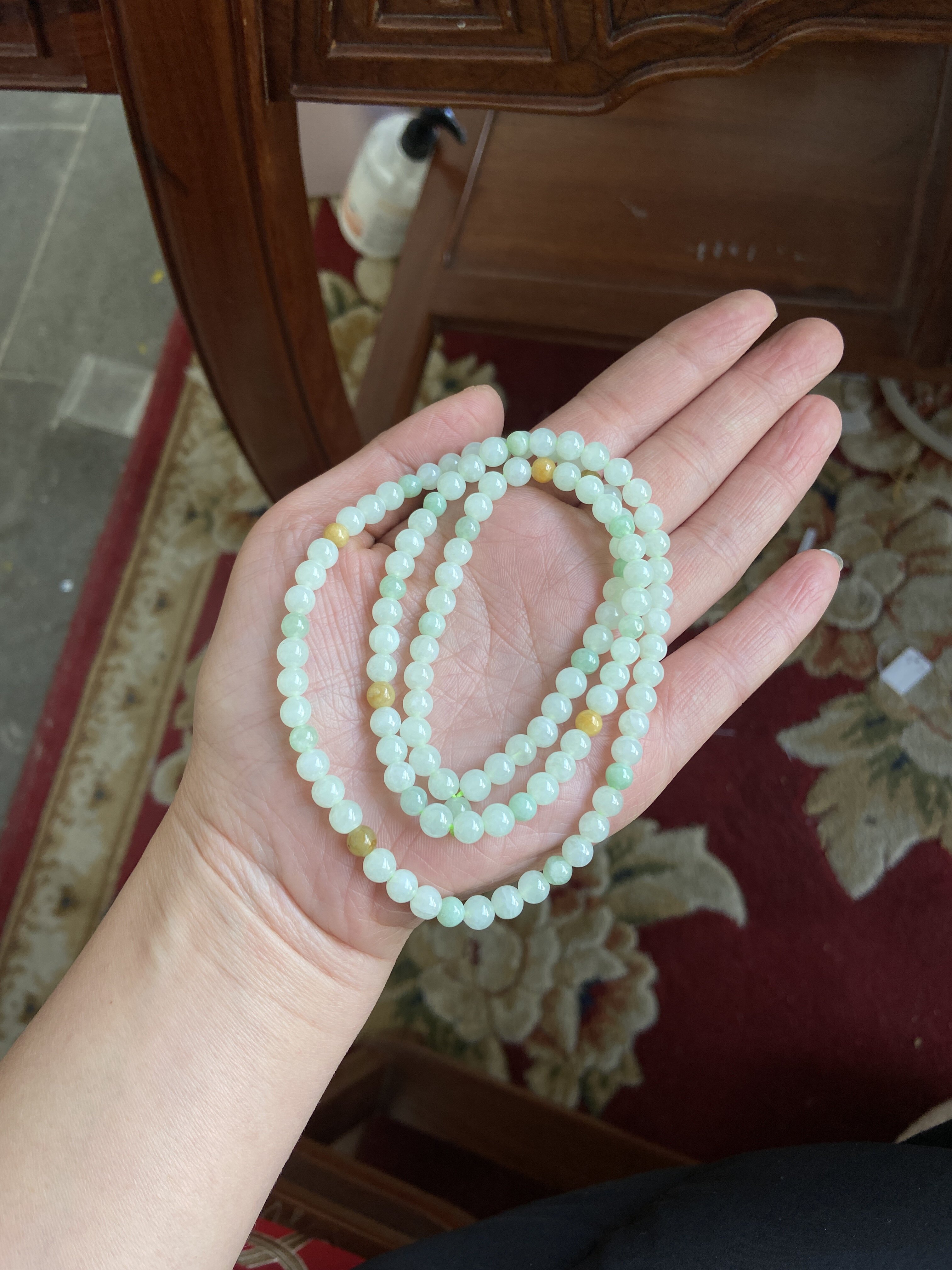 【云南小月城】天然缅甸A货翡翠糯冰种珠多宝佛珠手串项链甜绿