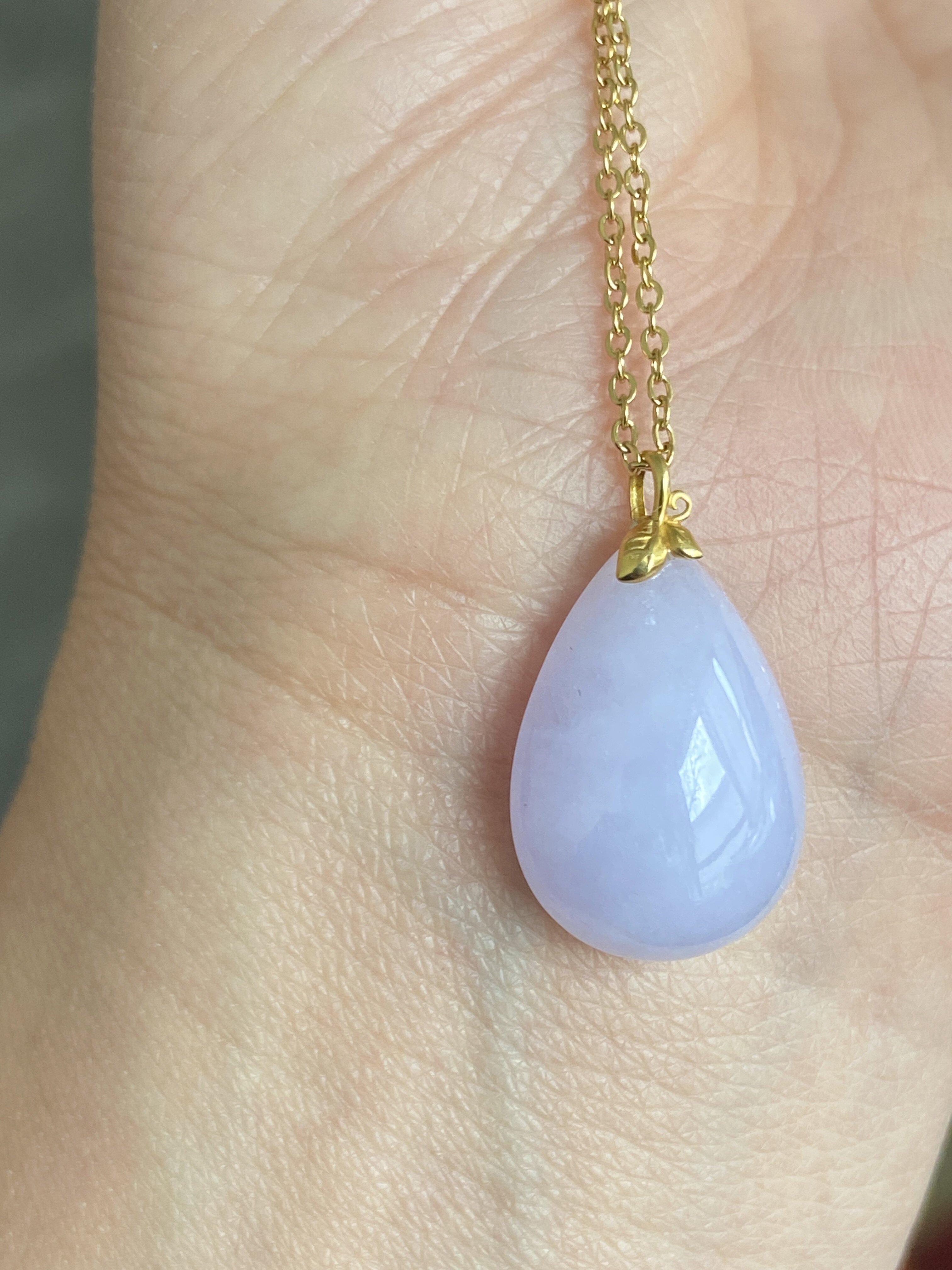 【小月城】天然缅甸正品A货翡翠糯冰种紫春水滴吊坠挂件证书