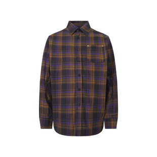 NUMBERWANG 外套 字母印花条纹格子衬衣男宽松衬衫