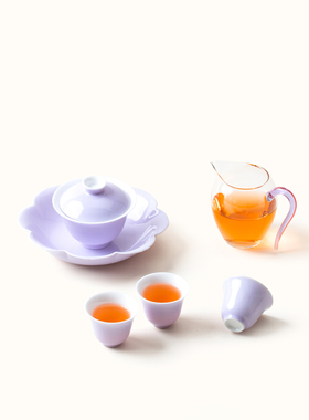 茶半盏紫色功夫茶具套装盖碗家用泡茶仙女盖碗高颜值泡茶壶茶杯
