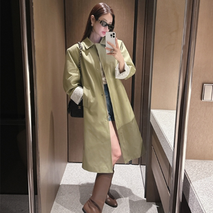 partysu韩国正品代购2026春季新款翻领长款风衣女百搭时尚外套