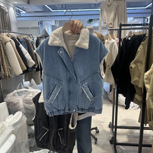 韩国正品代购2026春季新款休闲风拼接牛仔马甲女短款宽松百搭坎肩