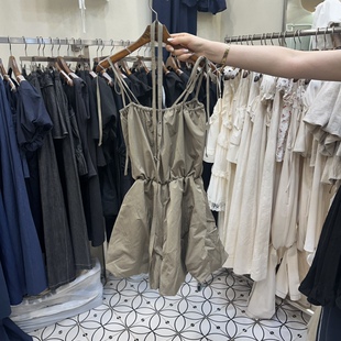 韩国正品代购 BAMBOLINA夏款韩版收腰连体裤简洁吊带花苞休闲短裤