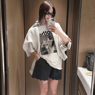 partysu韩国正品代购字母印花T恤女短袖宽松时尚气质上衣