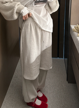 partysu韩国正品代购2025休闲慵懒风松紧腰抽绳束脚裤女宽松长裤