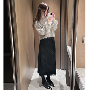 partysu韩国正品代购2025温柔半身裙女中款木耳边显瘦百搭半身裙