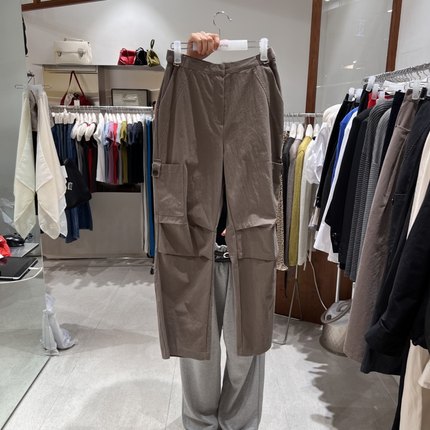 TEMPTING夏 韩国代购 休闲宽松时尚纯色高腰显瘦大口袋设计休闲裤