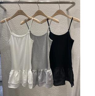 韩国正品代购2026春季新款荷叶边裙摆吊带背心女外穿修身内搭上衣