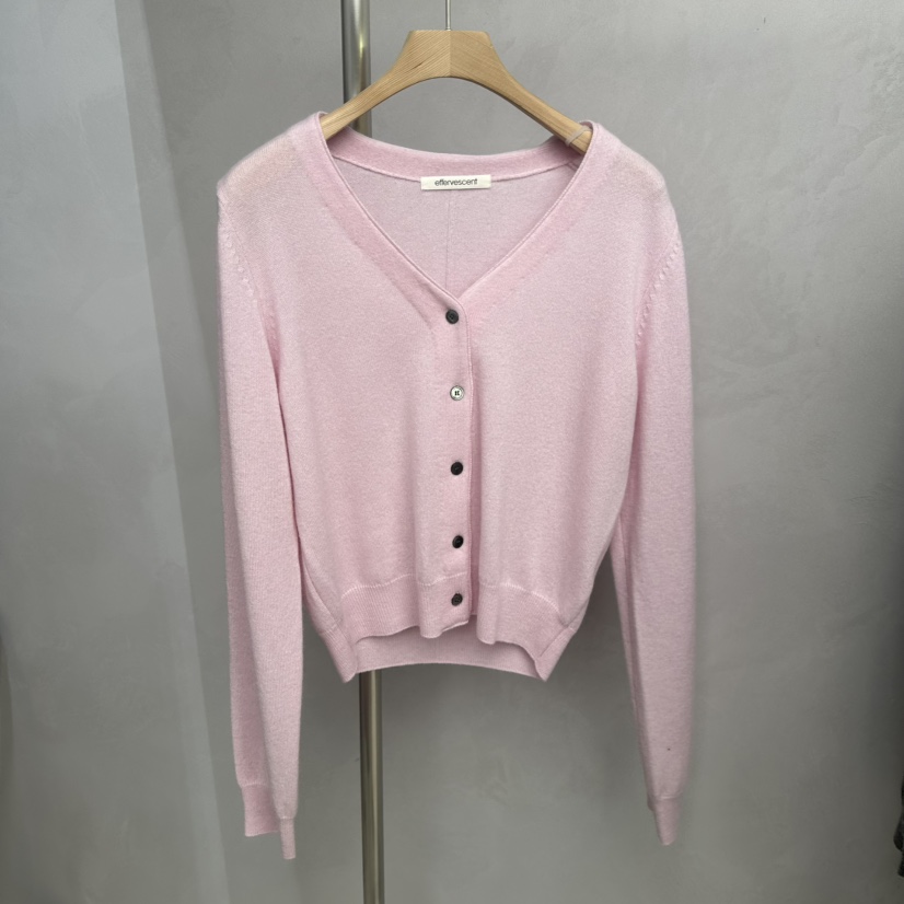 EFFERVESCENT秋  韩国代购 时尚修身V领百搭舒适简约气质针织开衫