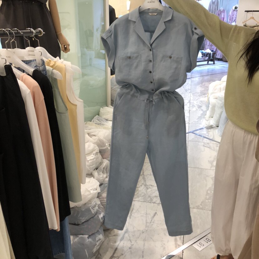 韩国正品代购春季新款通勤风连体裤女高腰直筒显瘦工装风连体衣裤