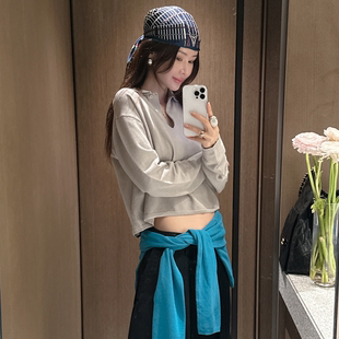 partysu韩国正品代购春季新轻熟简约风长袖T恤女宽松百搭毛衣上衣