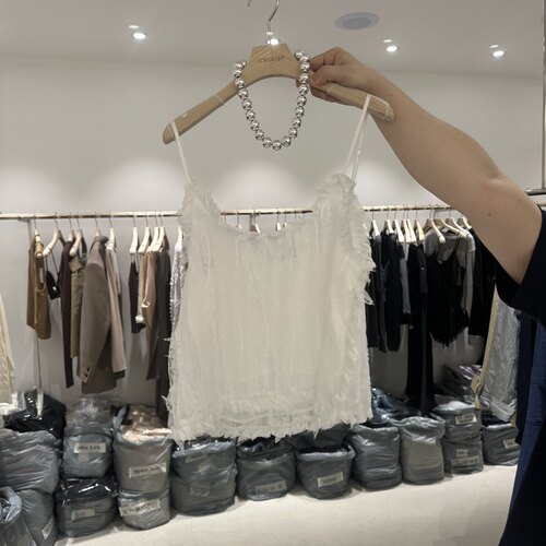 韩国正品代购 CONNAUGHT春季新款纯欲风蕾丝毛边吊带内搭外穿背心