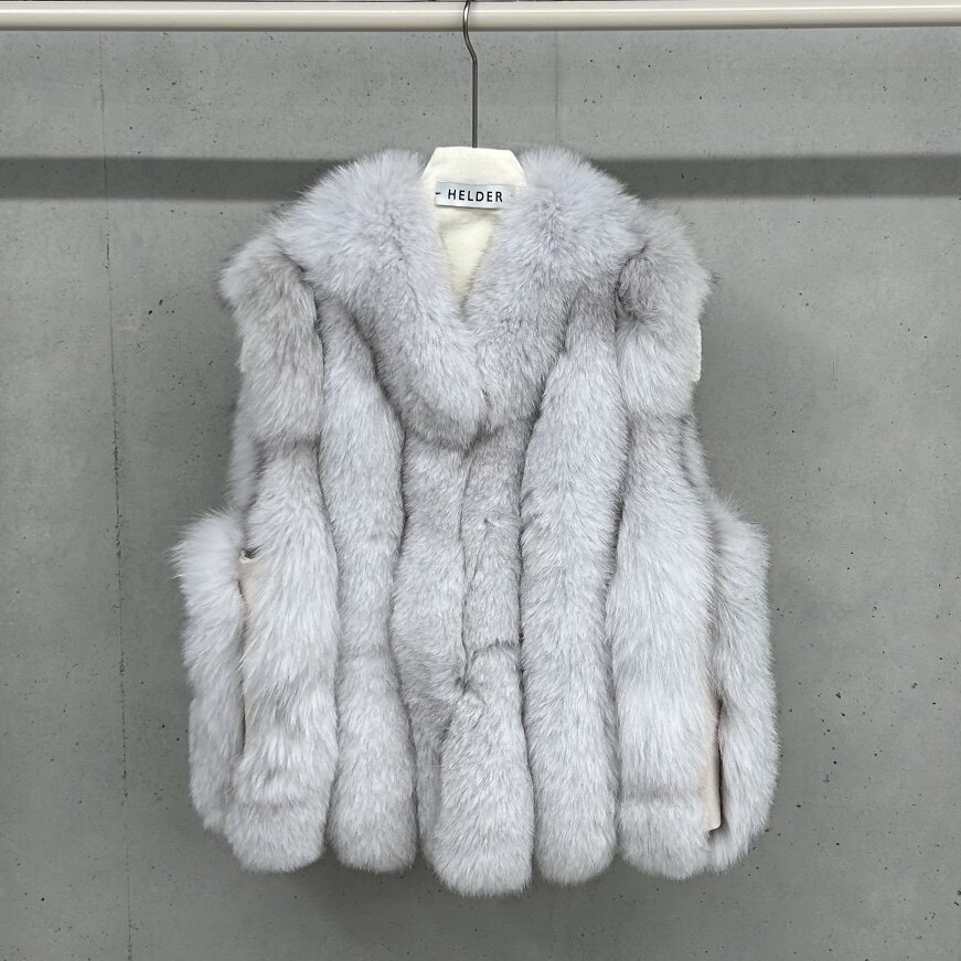 HELDER-P韩国正品代购2025毛皮草马甲整皮短款贵气毛绒绒外套马夹