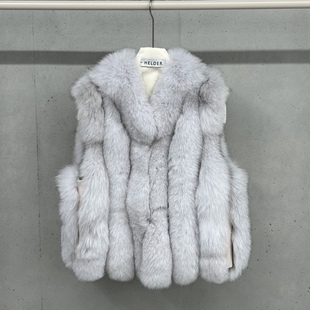 HELDER-P韩国正品代购2025毛皮草马甲整皮短款贵气毛绒绒外套马夹