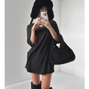 酷帅风时尚 2025极简风连衣裙女宽松百搭中长款 裙子 代购 韩国正品