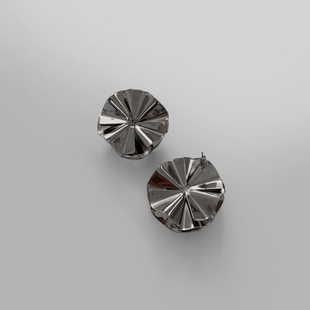 partysu韩国正品代购春季新手工菊花扣耳钉复古花型装饰耳饰耳钉