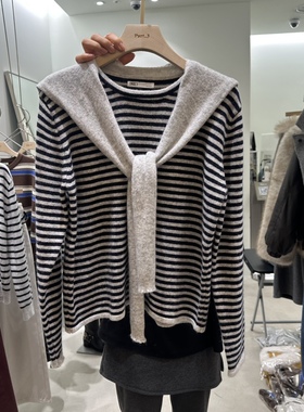 PART3韩国正品代购2025条纹针织披肩宽松显瘦百搭长袖上衣针织衫