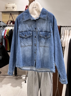 TEMPTING秋 韩国代购 简约复古百搭时尚休闲舒适日常牛仔衬衫外套