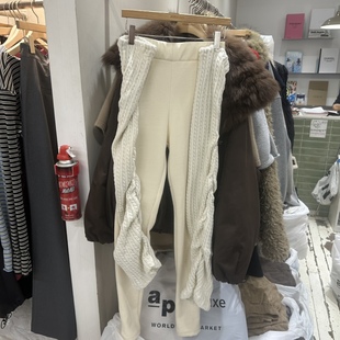 ABBEYLEE韩国正品代购2025高腰提臀长裤女百搭休闲打底裤+护膝