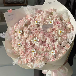 跨年夜鲜花速递同城99朵仙子之吻玫瑰生日花束送女友北京上海西安
