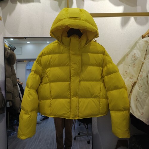 RAIME 2025冬季新款羽绒服女短款连帽加厚保暖白鸭绒面包服外套