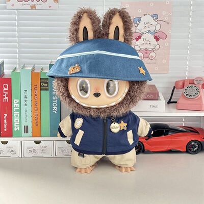 适合Zimomo首领58cm咪猫套装搪胶娃娃拉布布潮玩工装LABUBU仅娃衣