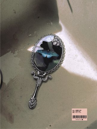 No!why shop·歪店原创可折叠金属手持镜化妆补妆镜子“蓝蝴蝶”