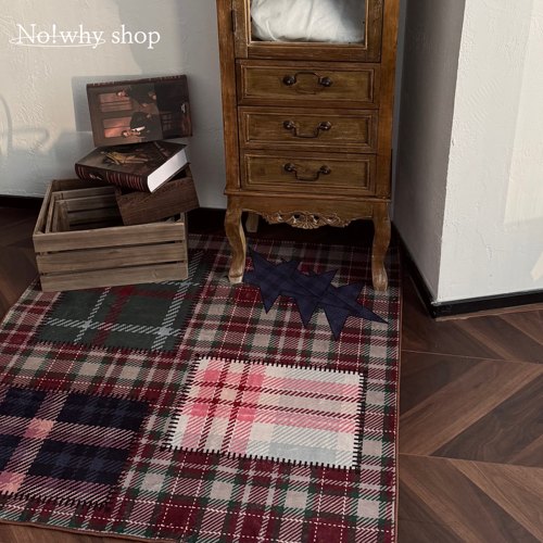 圣诞格纹可折叠短绒地毯