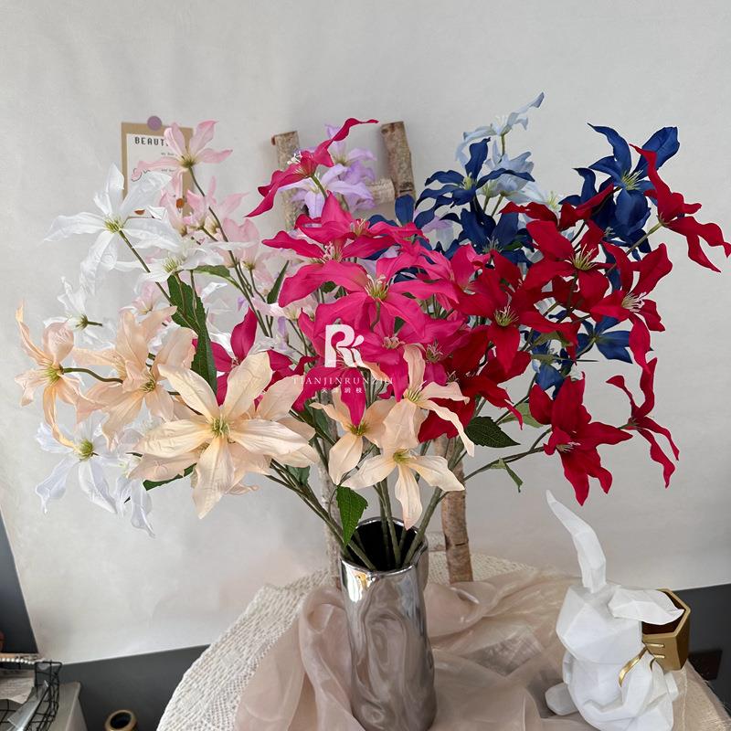 婚庆仿花真花AL-1271多头小百合假加蓝紫色婚酒礼店装饰花路兰引