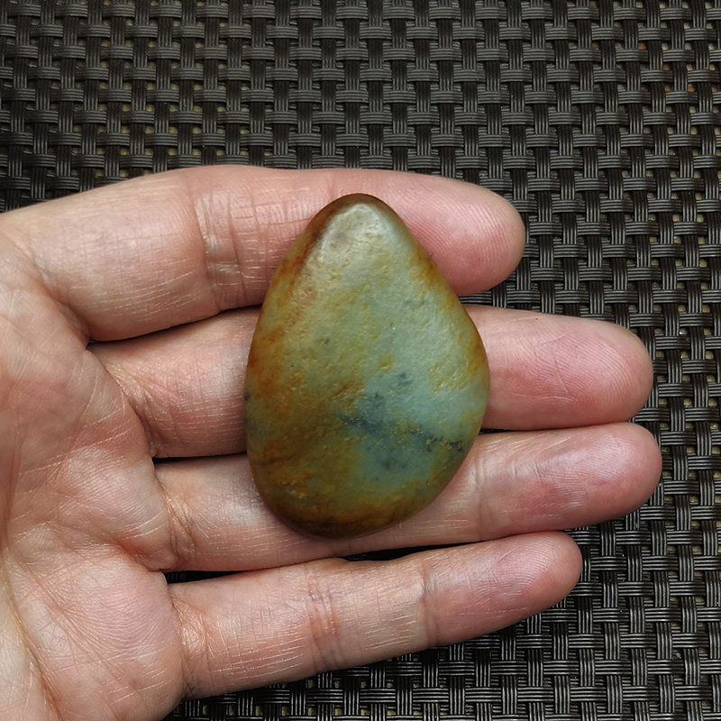 新疆和田玉籽料原石真皮无修洒金皮暖白肉窜青花吊坠00493