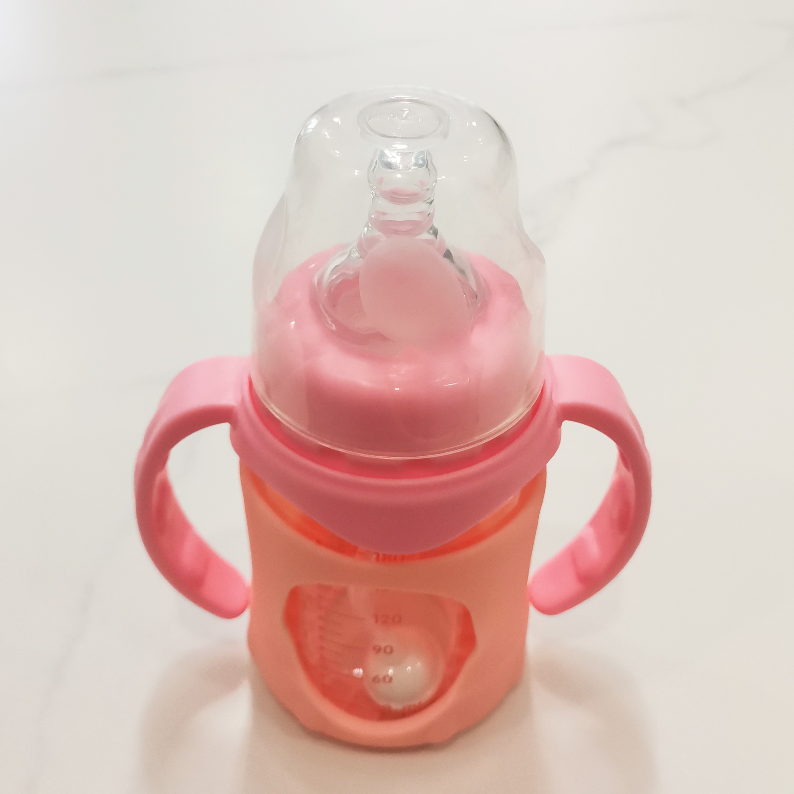 宽口防摔玻璃奶瓶180/240ml加厚硅胶保护套重力球吸管防爆防胀气