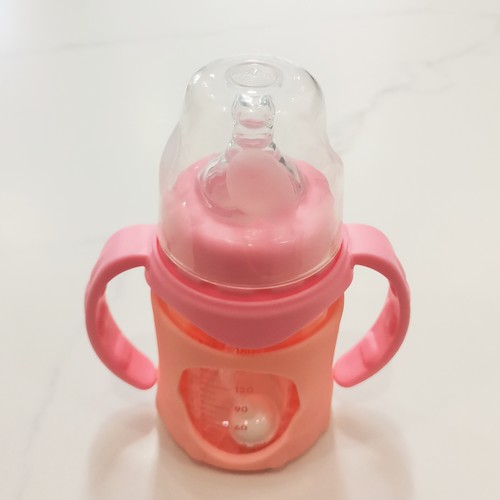 宽口防摔玻璃奶瓶180/240ml加厚硅胶保护套重力球吸管防爆防胀气