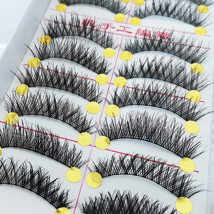 自动包邮 批发台湾纯手工假睫毛上睫毛交叉浓密H14棉线梗10对装