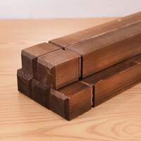 Carbonized anti-corrosion wooden stakes, square stakes for fences, outdoor solid wood rope-threaded posts, fence pergolas, fence support square posts, wooden posts thumbnail 4