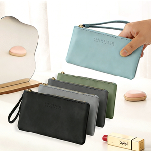 韩版简约钱包女拉链手拿包大容量多功能收纳零钱包随身携带收纳包