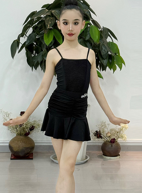 Ｗ69新款儿童拉丁舞服女少儿网红高级练功服吊带训练服套装舞蹈裙