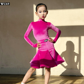 Ｗ69儿童拉丁舞比赛服女专业少儿舞蹈考级标准规定表演出服装 秋冬