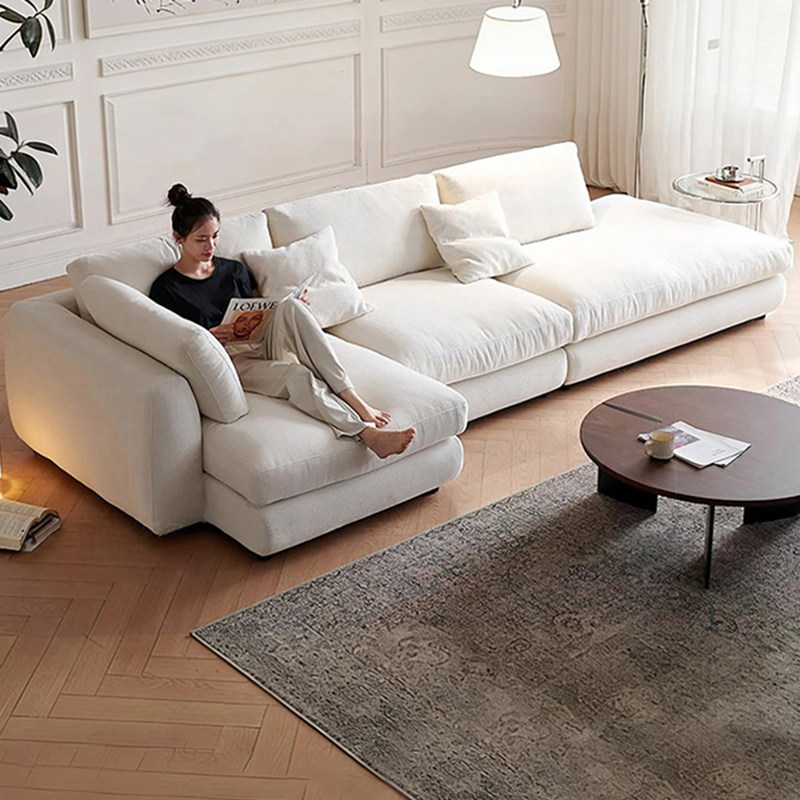 Truelog莱茵沙发可全拆洗法式奶油风布艺沙发贵妃客厅棉麻布直排