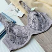 欧美大码 包邮 文胸超薄蕾丝刺绣外贸内衣全罩杯大胸显小75 105BCDE