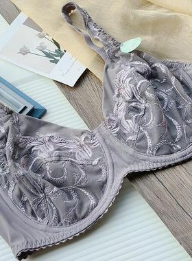 欧美大码文胸超薄蕾丝刺绣外贸内衣全罩杯大胸显小75-105BCDE包邮
