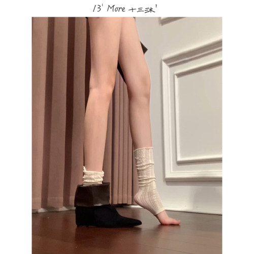 13' More ▏十三沐＇欧美风瘦瘦靴女短筒尖头中跟黑复古百搭气质