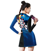 春秋网乒运动 韩国速干T恤团购定制大码 羽毛球服女长袖 连衣裙套装