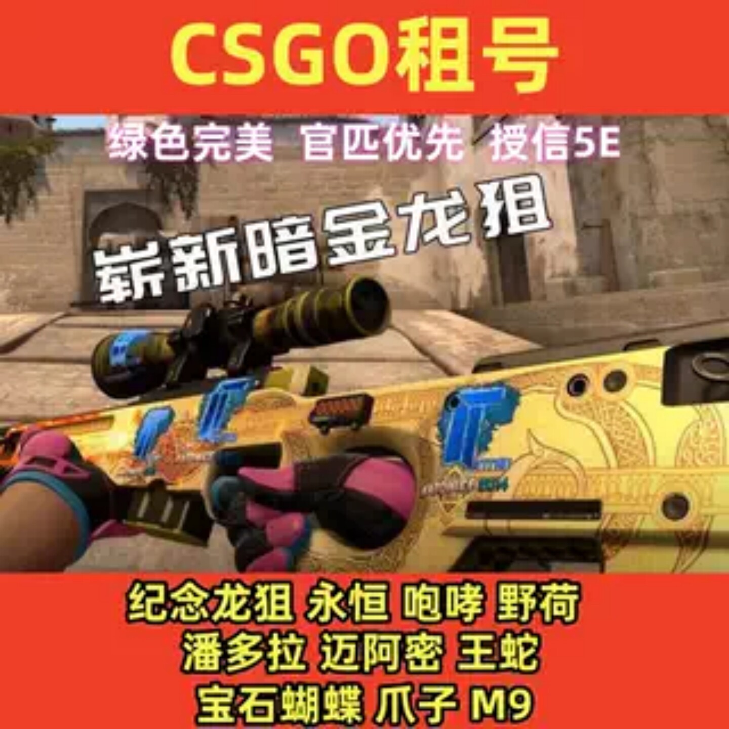 CSGO租号CS2完官匹美5E游戏账号租赁（新）