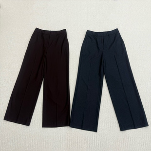 Th 2025秋冬新品同款女裤 羊毛法兰绒高腰拉链直筒长裤 P0801201